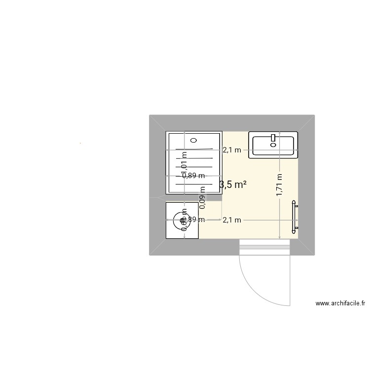 julie 1. Plan de 1 pièce et 4 m2