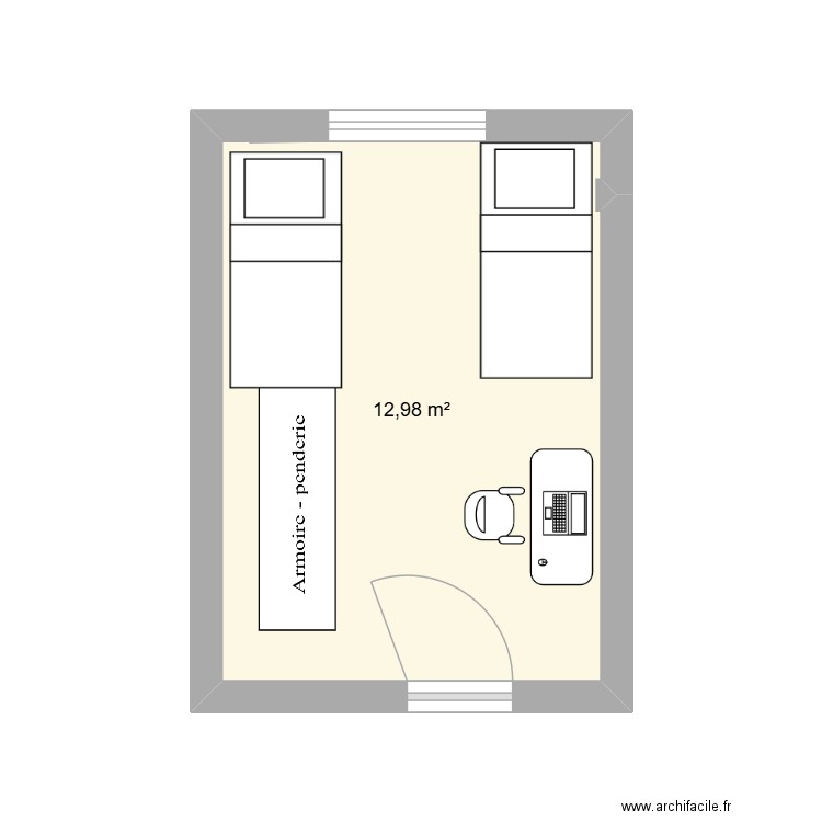 TAGARAIN PIECE ENFANT. Plan de 1 pièce et 13 m2
