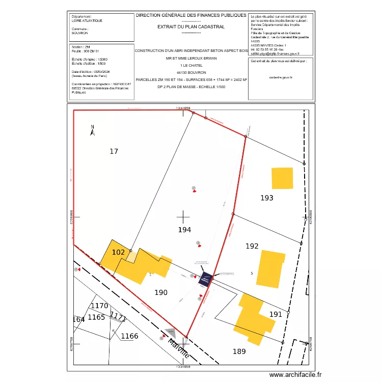 DP 2 LEROUX. Plan de DP 2 LEROUX. Plan de