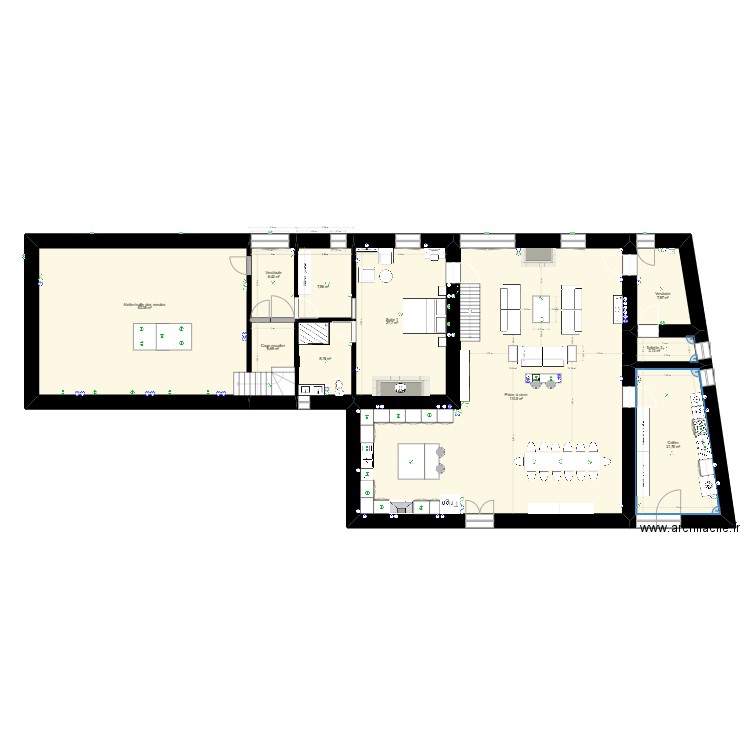 bautian moulin. Plan de 10 pièces et 264 m2