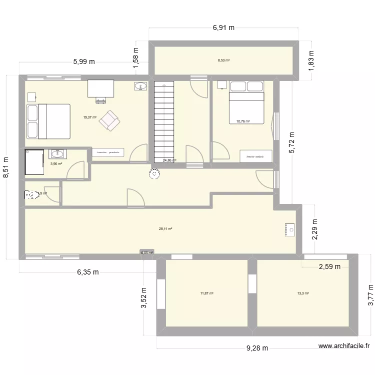 Sous-sol-5 SEPT 26. Plan de 10 Pièces et 123 m² Sous-sol-5 SEPT 26. Plan de 10 Pièces et 123 m²