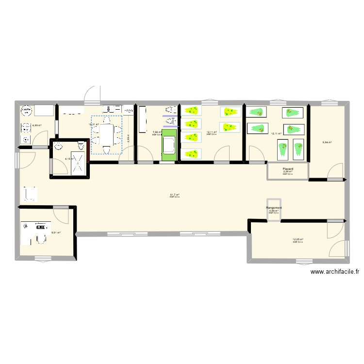 plan top. Plan de 12 pièces et 149 m2