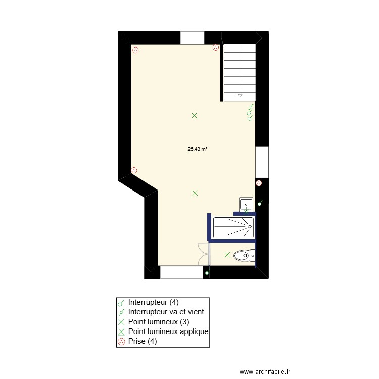 Gars - Floor 2. Plan de 1 pièce et 25 m2