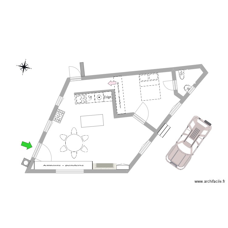 Crotelles Réel. Plan de 1 pièce et 54 m2