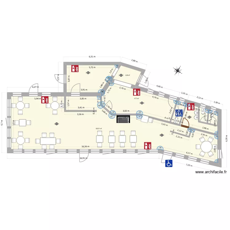 Plan ensemble. Plan de 3 Pièces et 154 m²