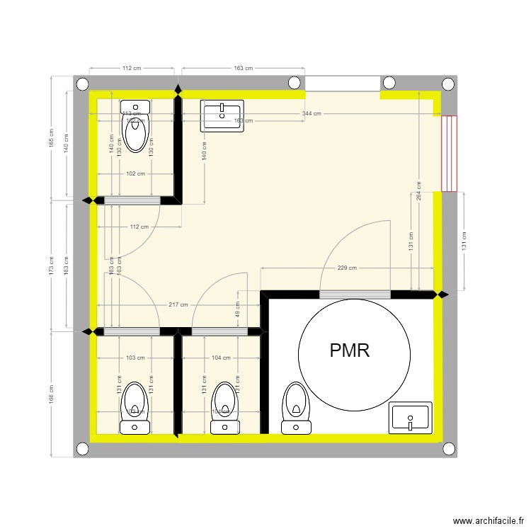 Sanitaires Stade Le Rove. Plan de 6 pièces et 15 m2