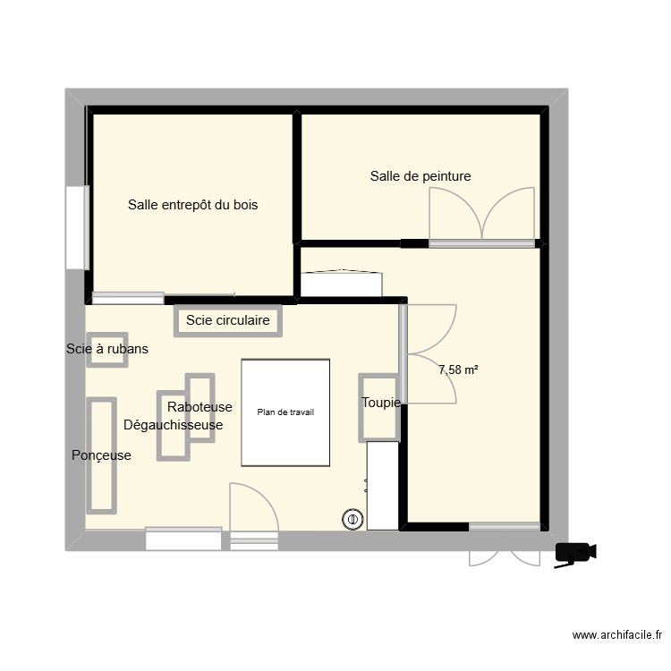 plan atelier menuiserie. Plan de 10 pièces et 57 m2