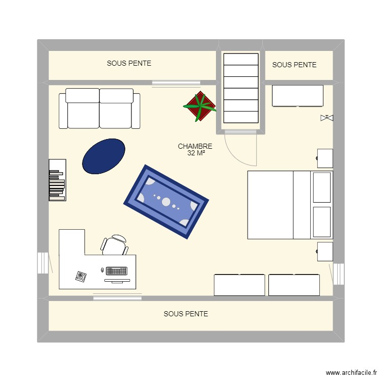 2ème étage FORVILLE. Plan de 5 pièces et 41 m2