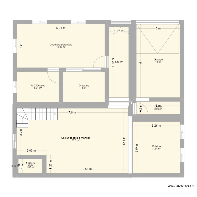 RDC juillet. Plan de 10 pièces et 99 m2