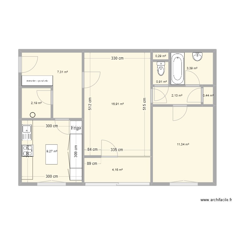 Appartement Malo Do et Vince meubles. Plan de 11 pièces et 58 m2