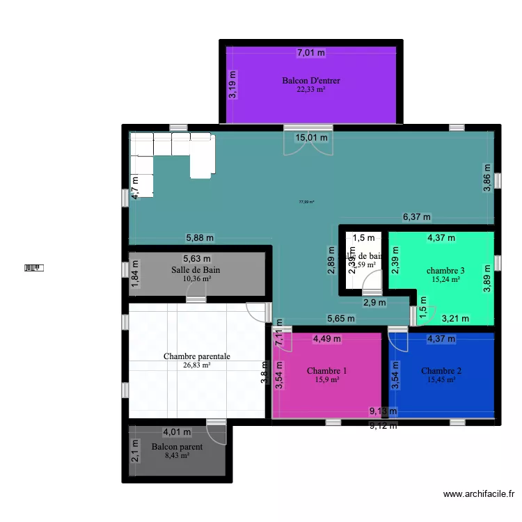 Colino. Plan de 9  et 196 m²