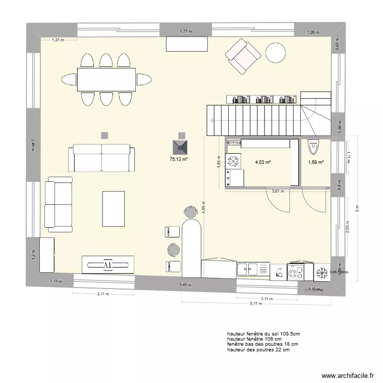 CHALET-BAS-version Kevin. Plan de 3  et 81 m²
