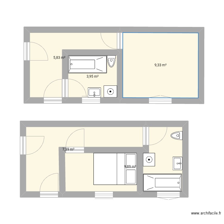 Plan sdb + chambre . Plan de 0 pièce et 0 m2