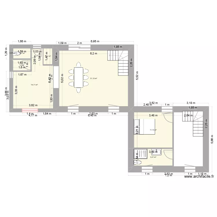 MAISON STE FOY. Plan de 5  et 66 m²