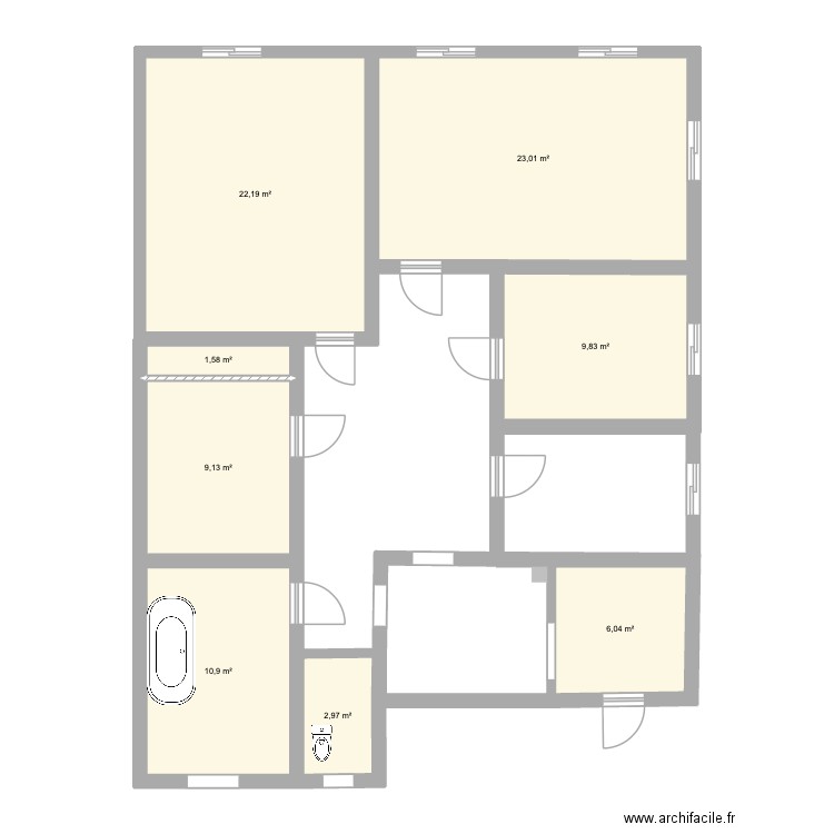 Besset. Plan de 8 pièces et 86 m2