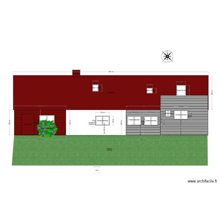 facade coté jardin nord ouest . Plan de 0 pièce et 0 m2