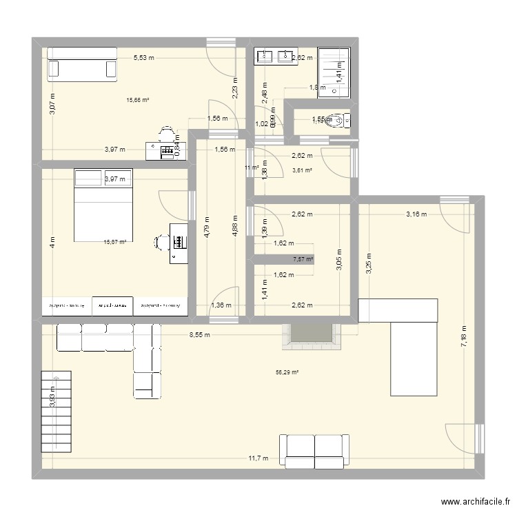 Maison Lescarran sdb 14 04 v2. Plan de 7 pièces et 111 m2