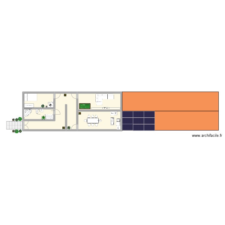 conteneur. Plan de 4 pièces et 77 m2