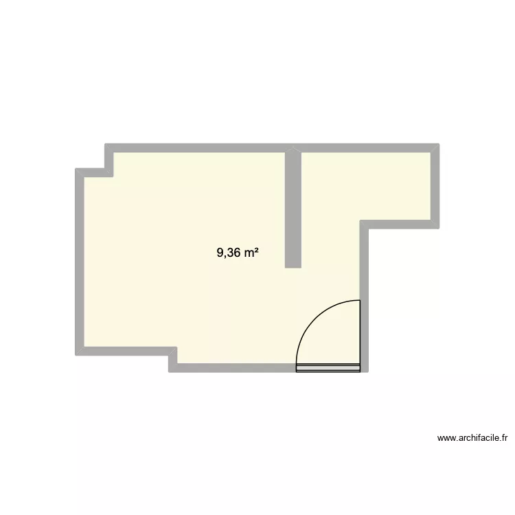 salle de bain. Plan de 1  et 9 m²