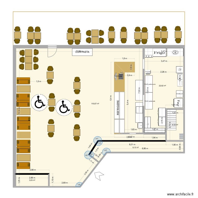 BESTY COFFEE. Plan de 5 pièces et 149 m2
