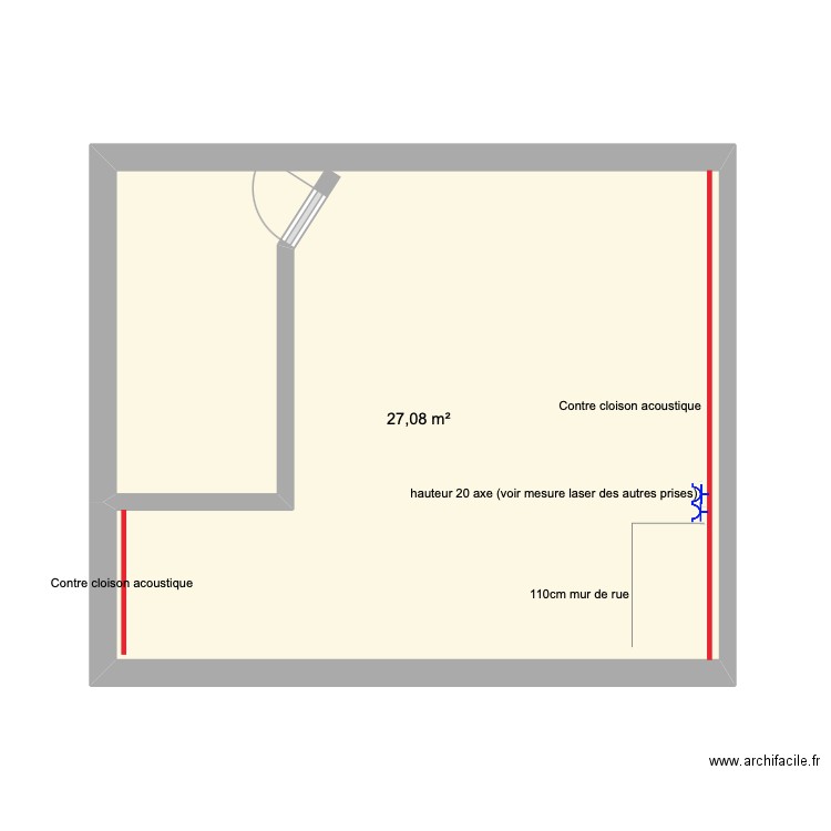 sterckx 1er  (cloison + prise). Plan de 1 pièce et 27 m2