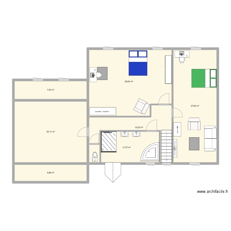 étage mandres. Plan de 7 pièces et 120 m2