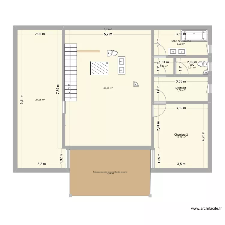 Godomey 1er V2. Plan de 8 Pièces et 101 m² Godomey 1er V2. Plan de 8 Pièces et 101 m²