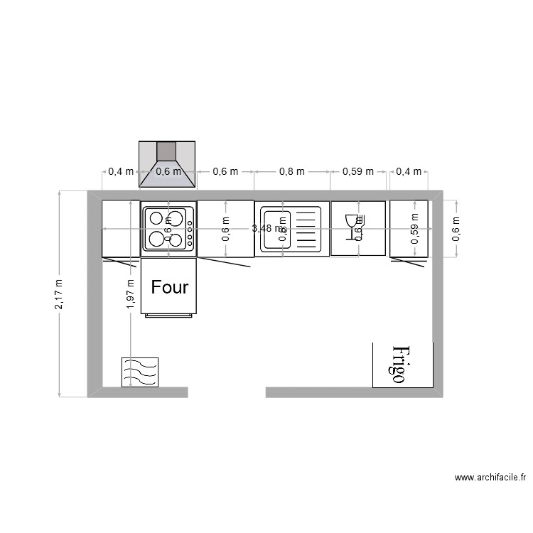 Cuisine. Plan de 0 pièce et 0 m2