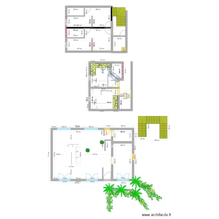 1er étage. Plan de 11 pièces et 93 m2