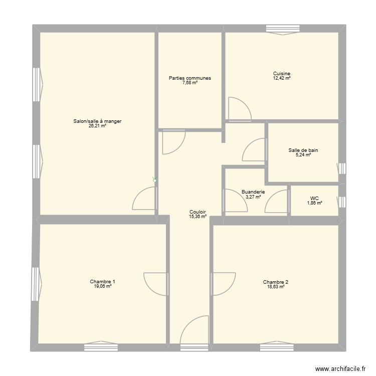 appart. Plan de 9 pièces et 110 m2