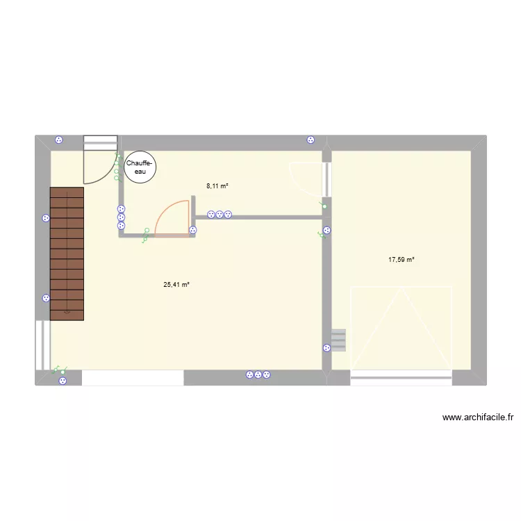 Rdc. Plan de 3  et 51 m²