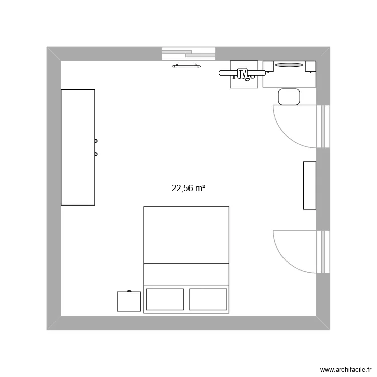 ma chambre. Plan de 1  et 23 m²