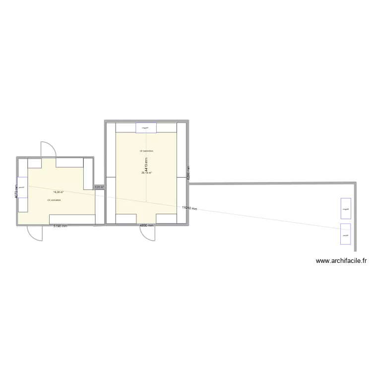 AIRELLE CF. Plan de 3  et 49 m²