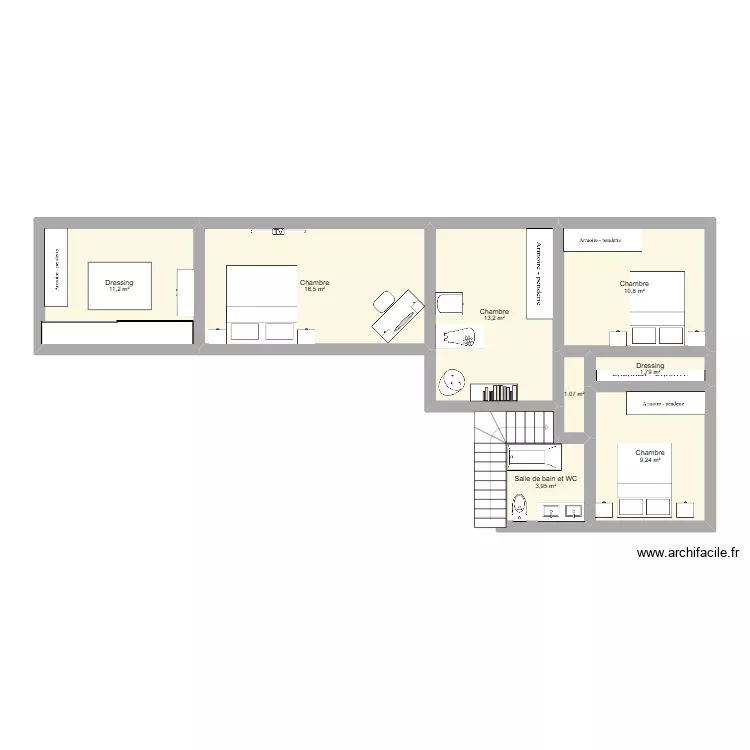 Plan maison etage troissereux. Plan de 8 pièces et 68 m²