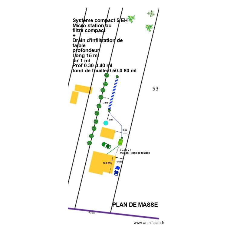 Loro drain d'infiltration. Plan de 0 pièce et 0 m2