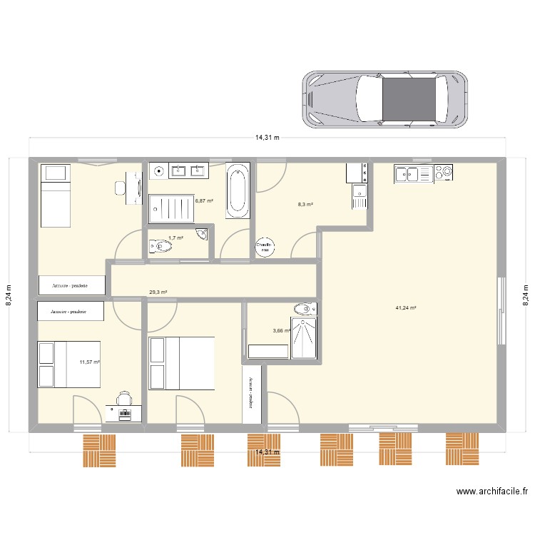 plan1. Plan de 7 pièces et 103 m2