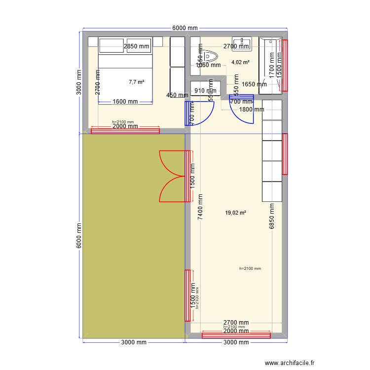 Иваново. Plan de 4 pièces et 47 m2