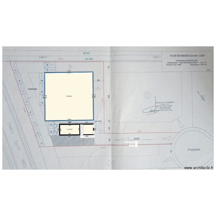 PLAN AVEC ESCALIER AVEC RAMPE AU DESSUS DU CARPORT. Plan de 0 pièce et 0 m2