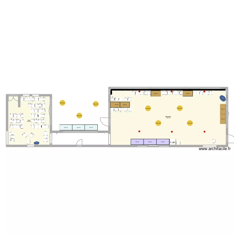 Mariage - Plan A - C&eacute;r&eacute;monie dans le Hall 1 - Mag. Plan de 2  et 174 m²