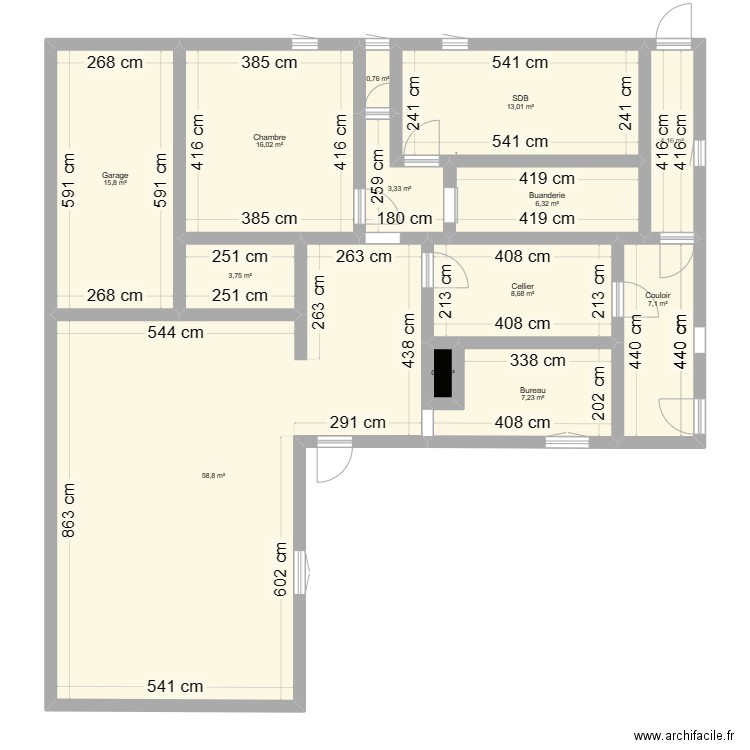 Maison Brettes 2. Plan de 13 pièces et 145 m2
