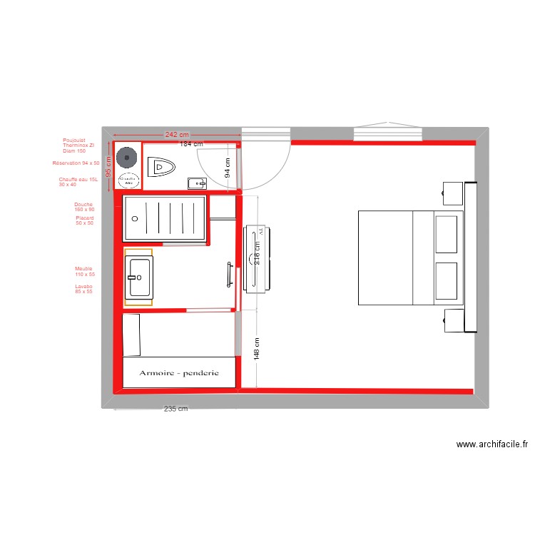 2024-06-22-SdB Dressing Ch Parentale. Plan de 0 pièce et 0 m2
