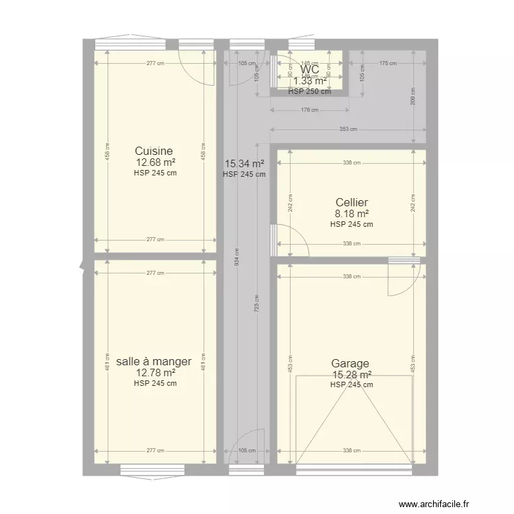 Muret 82 bis RDC V2 modifie. Plan de 6 Pièces et 66 m²