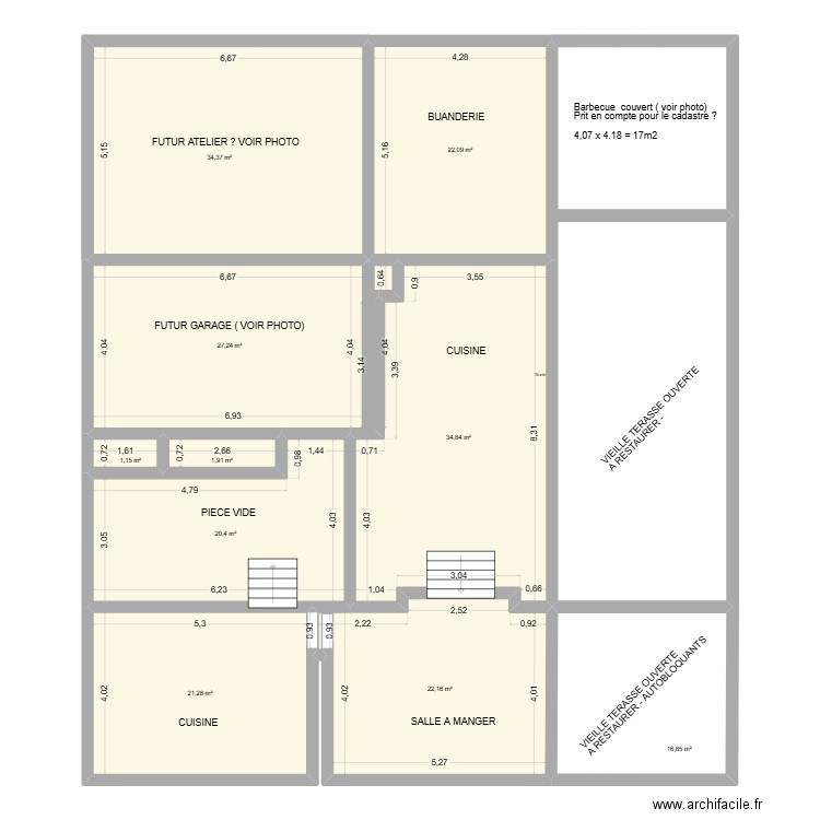 cadastre. Plan de 11 pièces et 259 m2