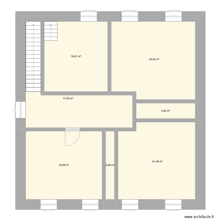 Apt 1 étage Hugues v2. Plan de 7 pièces et 104 m2