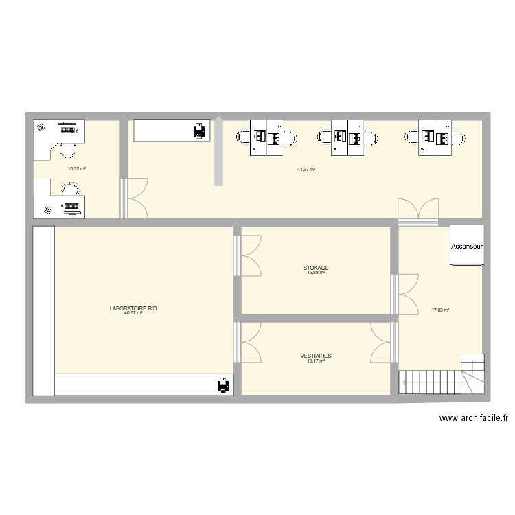 Synbioprint 3. Plan de 6 pièces et 138 m2