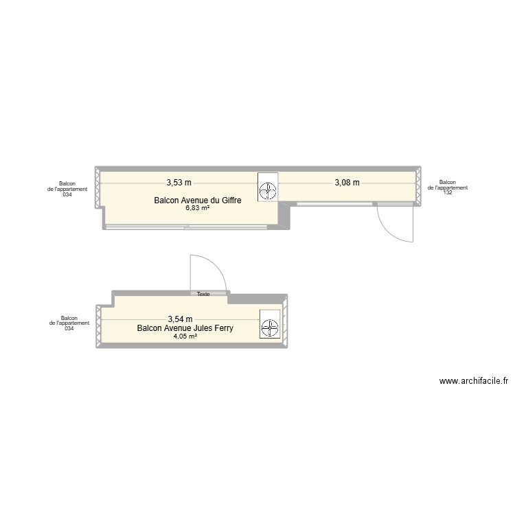 Blocs climatisations ext. Plan de 2 pièces et 11 m2