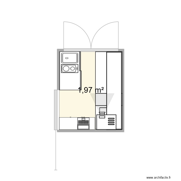 mini van aménagement. Plan de 1 pièce et 2 m2