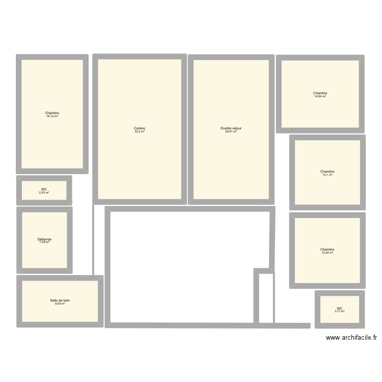 ESSAI 2. Plan de 10 pièces et 143 m2