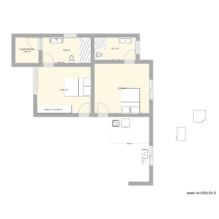 Seb 4. Plan de 5 pièces et 45 m2