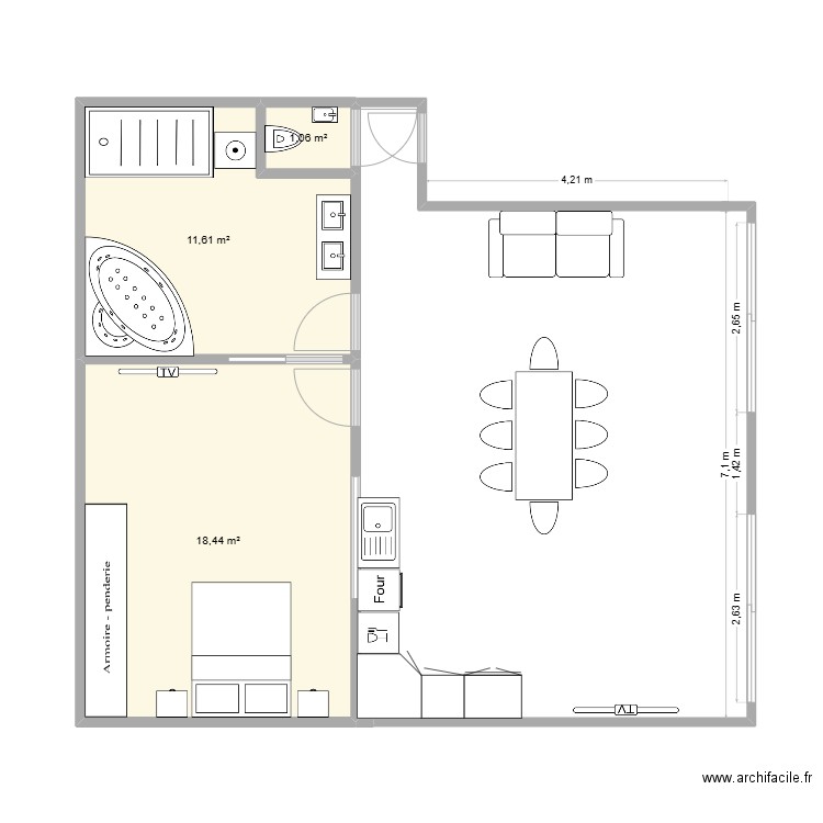 le croisic. Plan de 3 pièces et 31 m2